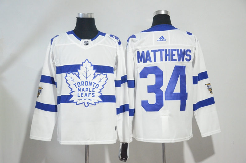 Maple Leafs 34 Auston Matthew White 2018 NHL Stadium Series  Jersey