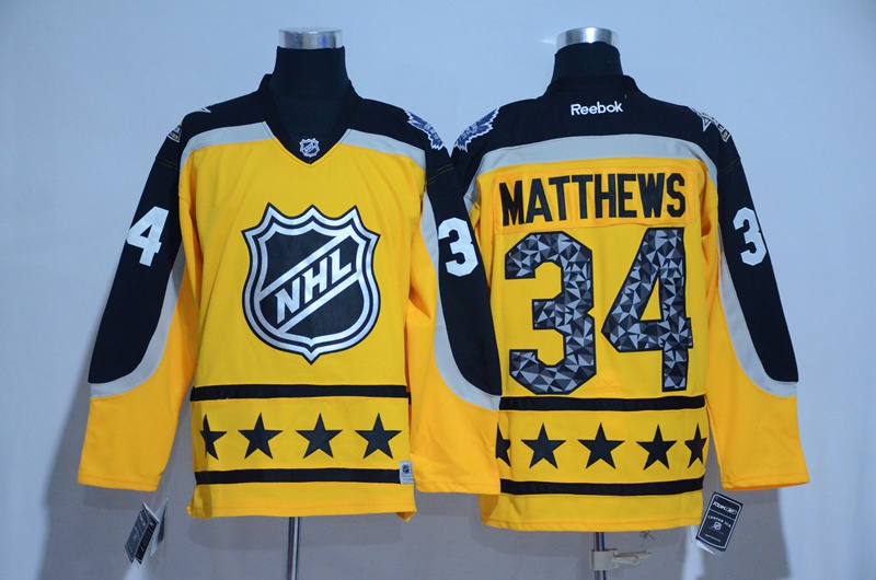 Maple Leafs 34 Auston Matthews 2017 All Star Yellow Stitched NHL Jersey