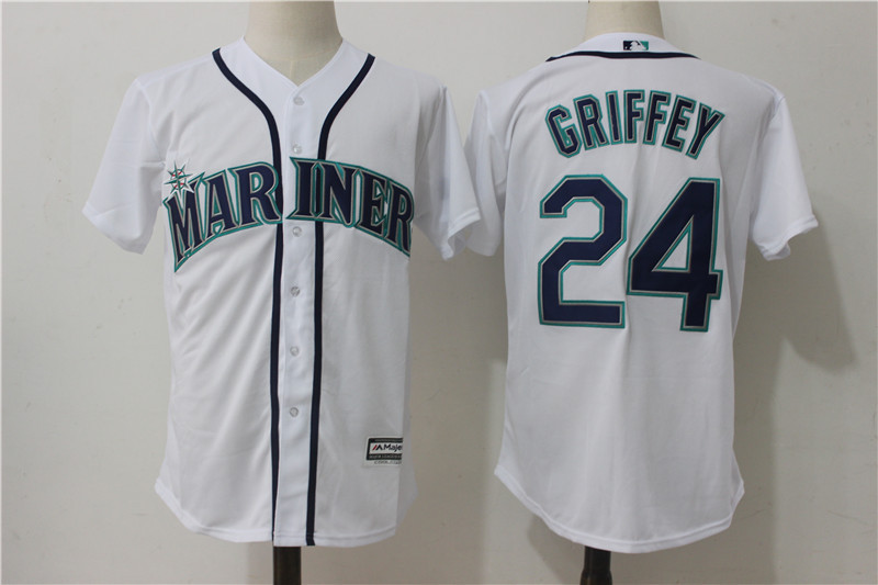 Mariners 24 Ken Griffey Jr. White Cool Base Jersey