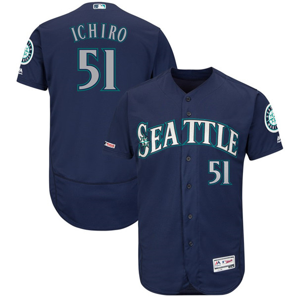 Mariners 51 Ichiro Suzuki Navy 150th Patch Flexbase Jersey