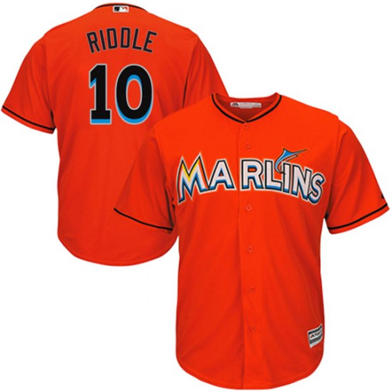 Marlins 10 JT Riddle Orange Cool Base Jersey