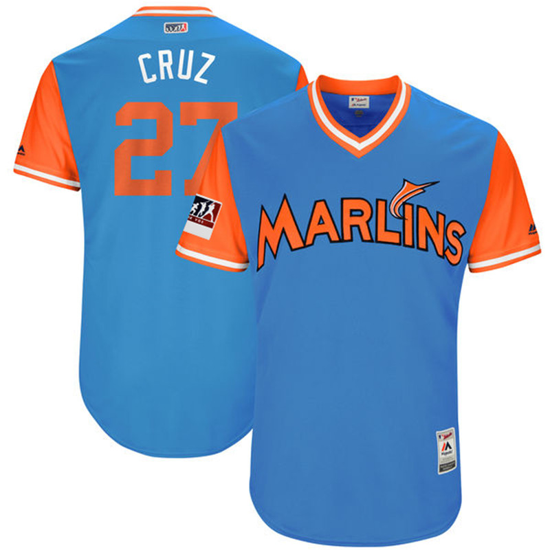 Marlins 27 Giancarlo Stanton Cruz Light Blue 2018 Players' Weekend Authentic Team Jersey