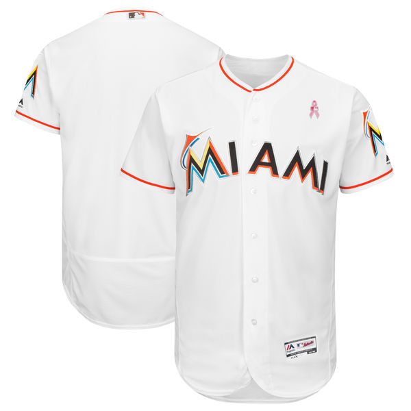 Marlins Blank White 2018 Mother's Day Flexbase Jersey