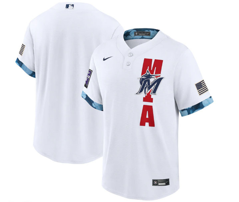 Marlins Blank White Nike 2021 MLB All Star Cool Base Jersey