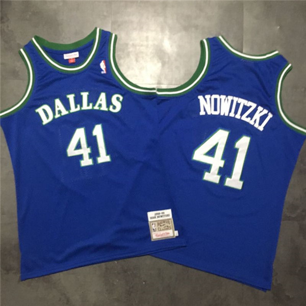 Mavericks 41 Dirk Nowitzki Blue 1994 95 Hardwood Classics Jersey