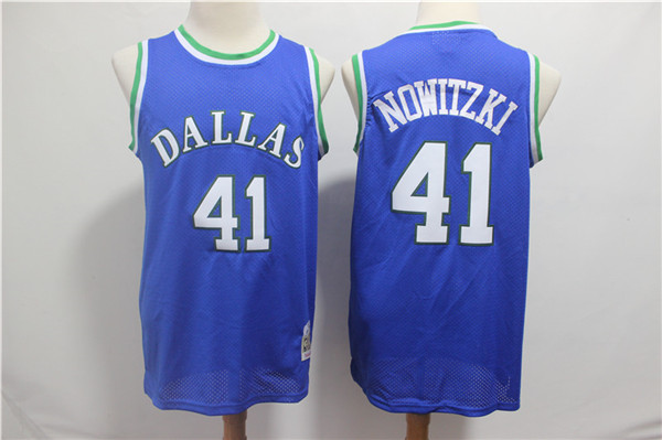 Mavericks 41 Dirk Nowitzki Blue 1998 99 Hardwood Classics Jersey