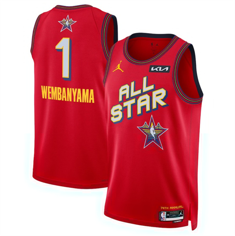 Men's 2025 All Star 1 Victor Wembanyama Red Stitched Basketball Jersey