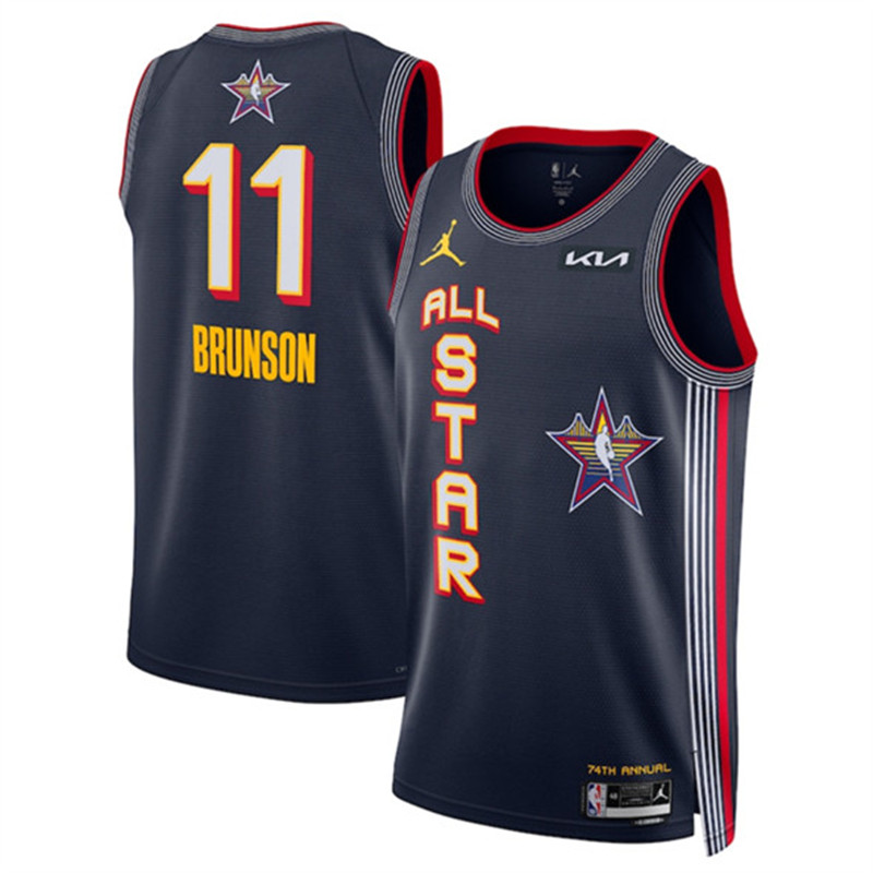 Men's 2025 All Star 11 Jalen Brunson Navy Stitched Basketball Jersey