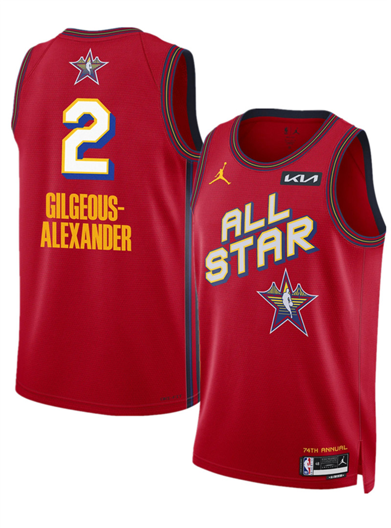 Men's 2025 All Star 2 Shai Gilgeous Alexander Red Stitched Basketball Jersey