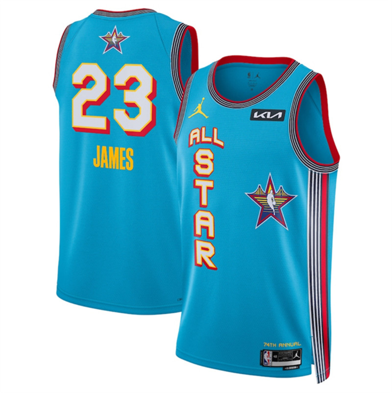 Men's 2025 All Star 23 LeBron James Light Blue Stitched Basketball Jersey