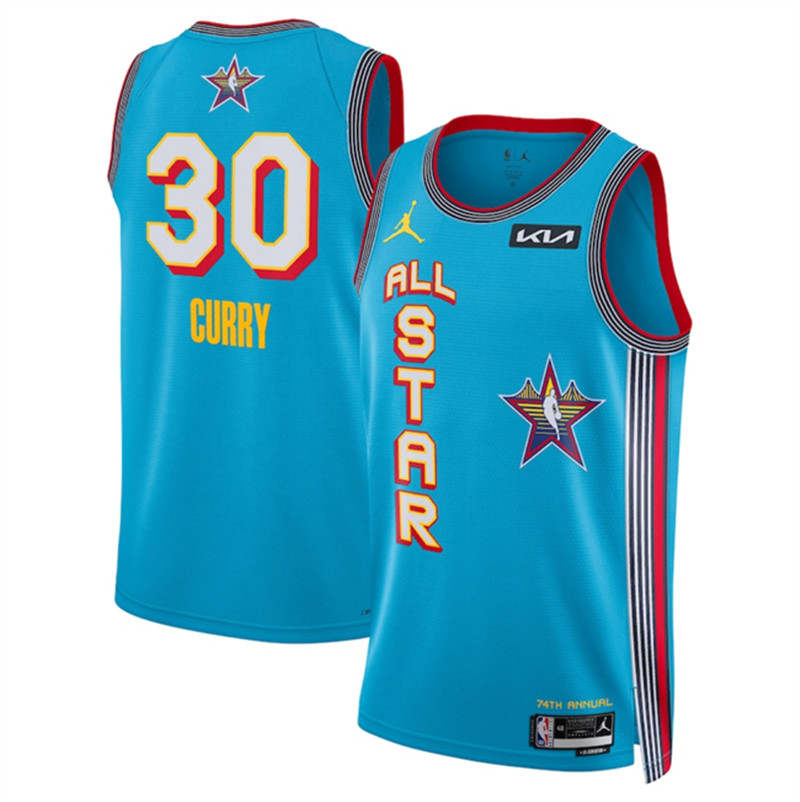 Men's 2025 All Star 30 Stephen Curry Light Blue Stitched Basketball Jersey