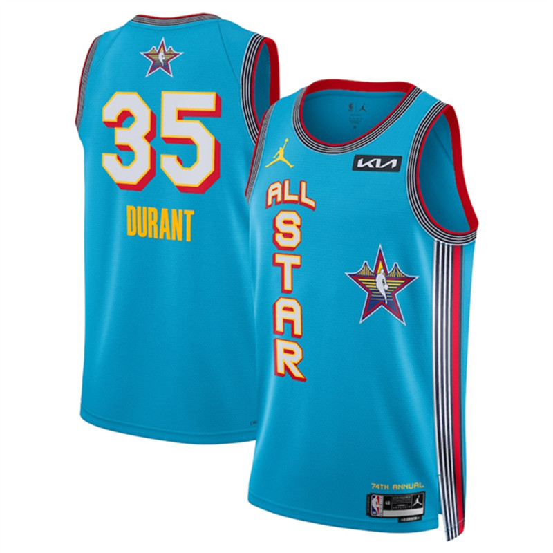 Men's 2025 All Star 35 Kevin Durant Light Blue Stitched Basketball Jersey