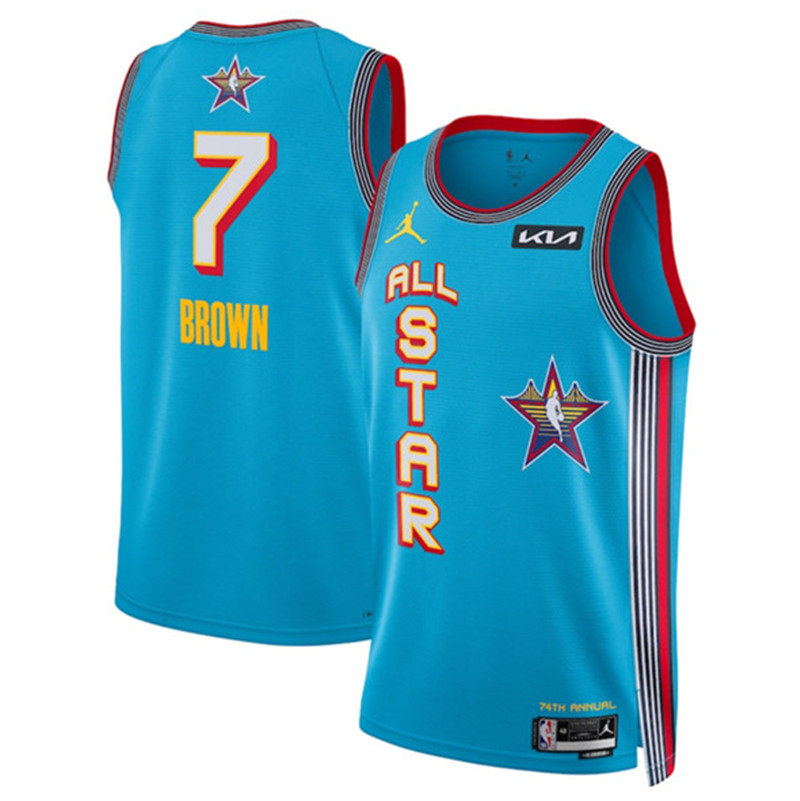 Men's 2025 All Star 7 Jaylen Brown Light Blue Stitched Basketball Jersey