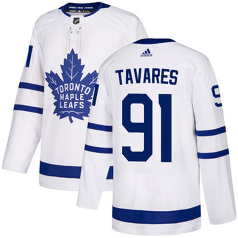 Men's Adidas Maple Leafs 91 John Tavares White Road Authentic Stitched NHL Jersey