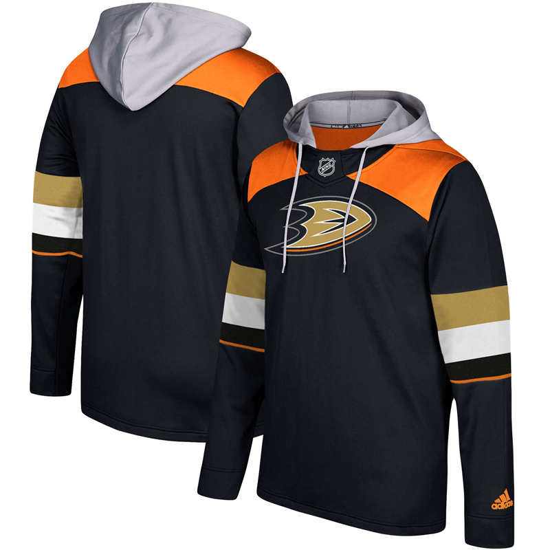 Men's Anaheim Ducks  Black Silver Jersey Pullover Hoodie