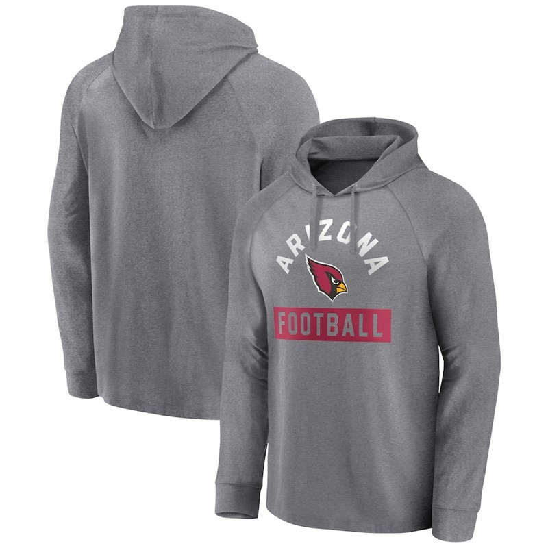 Men's Arizona Cardinals Fanatics Branded Heathered Gray No Time Off Raglan Pullover Hoodie