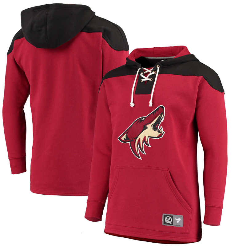 Men's Arizona Coyotes Fanatics Branded Garnet Black Breakaway Lace Up Hoodie