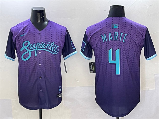 Men's Arizona Diamondbacks 4 Ketel Marte Purple 2025 City Connect Limited Stitched Baseball Jersey