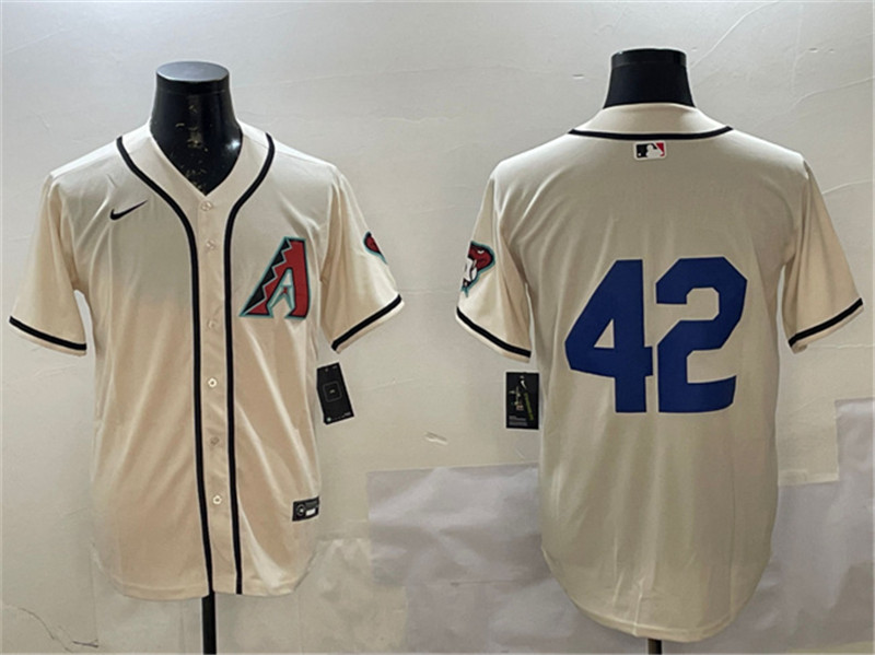Men's Arizona Diamondbacks 42 Jackie Robinson Cream Limited Stitched Baseball Jersey