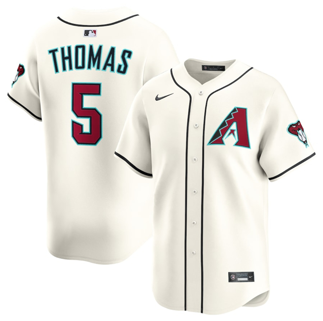 Men's Arizona Diamondbacks 5 Alek Thomas Cream Limited Stitched Baseball Jersey