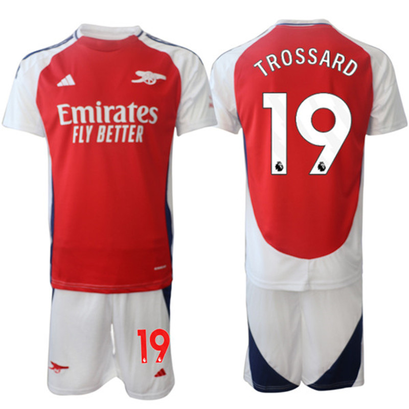 Men's Arsenal F.C 19 Leandro Trossard 2024 Red Home Soccer Jersey Suit