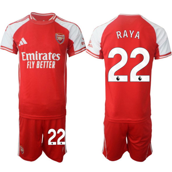 Men's Arsenal F.C 22 David Raya Red 2025 Home Soccer Jersey Suit