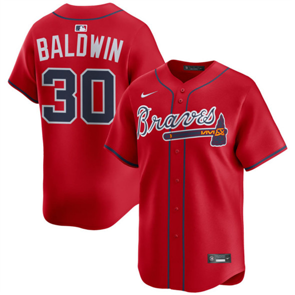 Men's Atlanta Braves 30 Drake Baldwin Red 2025 Alternate Limited Stitched Baseball Jersey