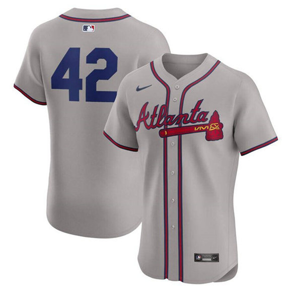 Men's Atlanta Braves 42 Jackie Robinson Gray Flex Base Stitched Jersey