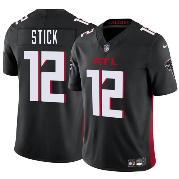 Men's Atlanta Falcons 12 Easton Stick Black 2025 F.U.S.E. Vapor Untouchable Limited Football Stitched Jersey