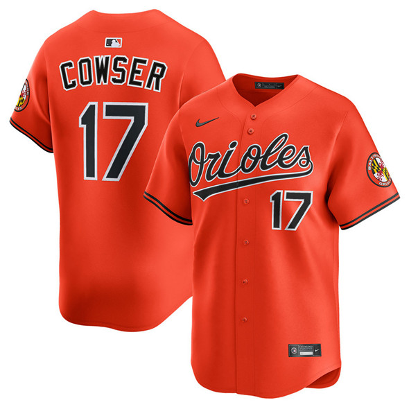 Men's Baltimore Orioles 17 Colton Cowser Orange 2025 2nd Alternate Limited Stitched Baseball Jersey