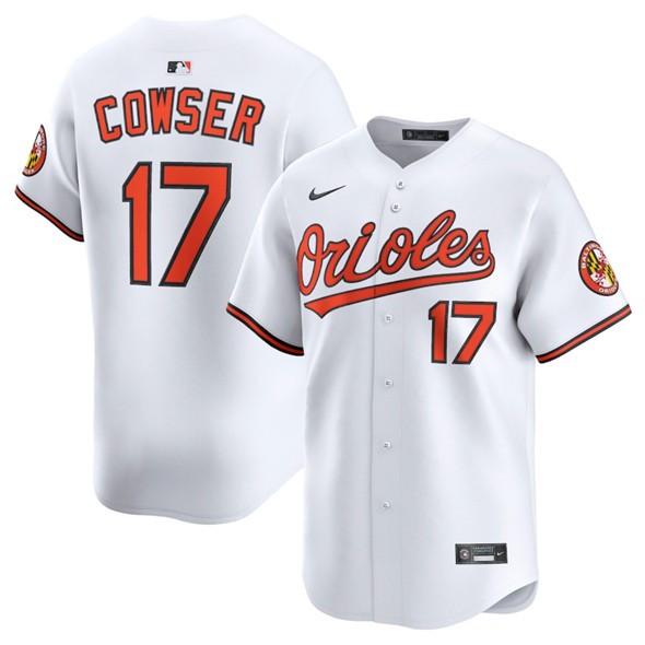 Men's Baltimore Orioles 17 Colton Cowser White 2025 Home Limited Stitched Baseball Jersey