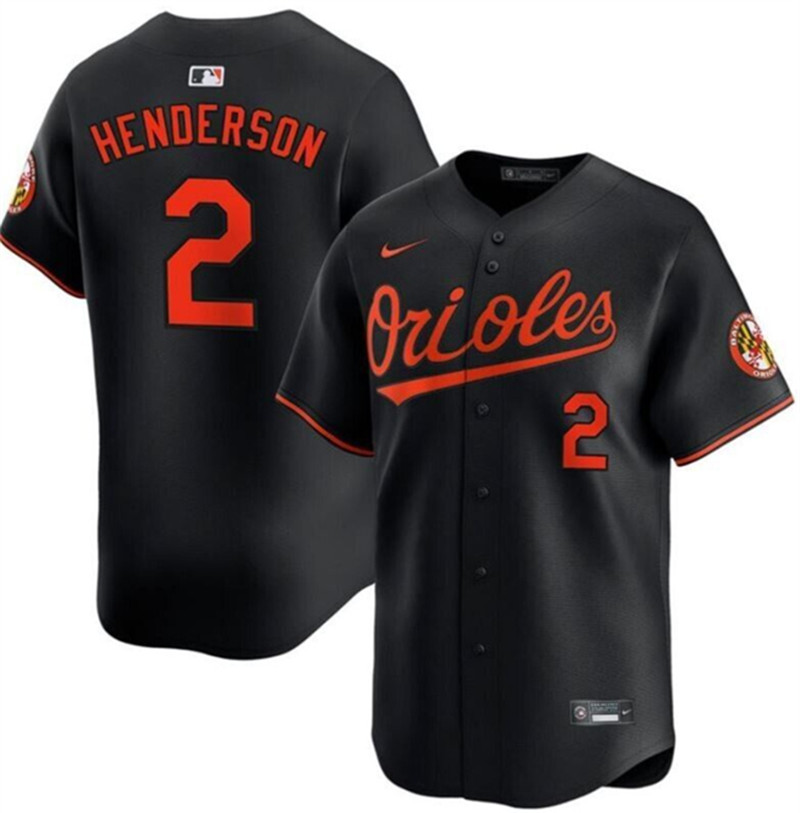 Men's Baltimore Orioles 2 Gunnar Henderson Black Alternate Limited Stitched Baseball Jersey