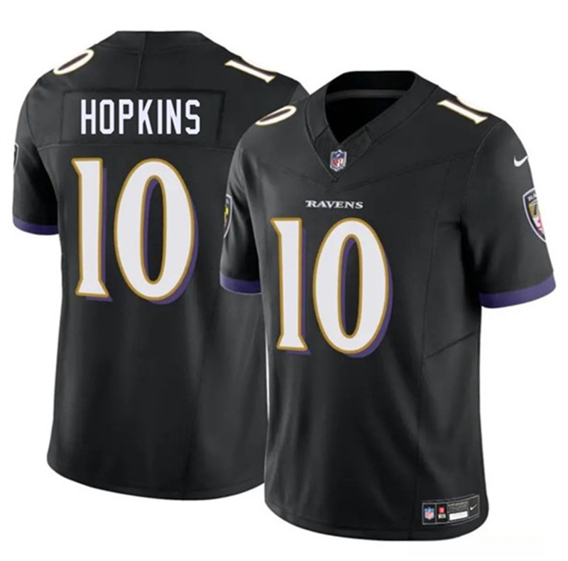 Men's Baltimore Ravens 10 DeAndre Hopkins Black 2025 F.U.S.E. Vapor Limited Football Jersey