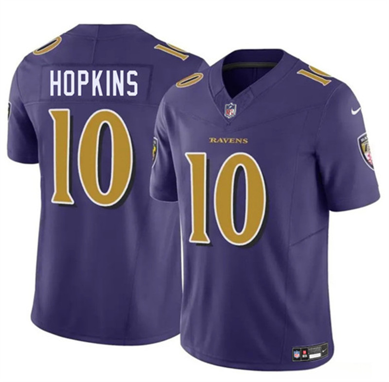 Men's Baltimore Ravens 10 DeAndre Hopkins Purple 2025 F.U.S.E. Vapor Limited Football Jersey
