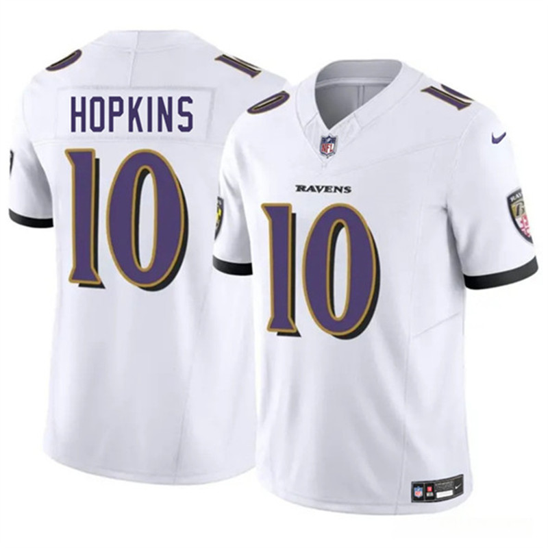 Men's Baltimore Ravens 10 DeAndre Hopkins White 2025 F.U.S.E. Vapor Limited Football Jersey