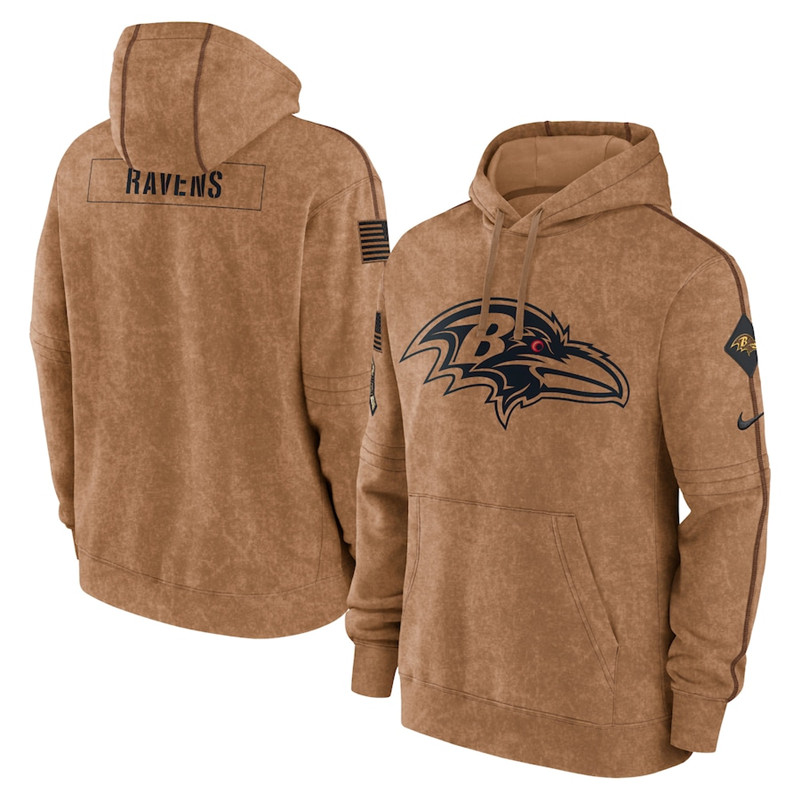 Men's Baltimore Ravens Nike Brown 2023 Salute To Service Club Pullover Hoodie