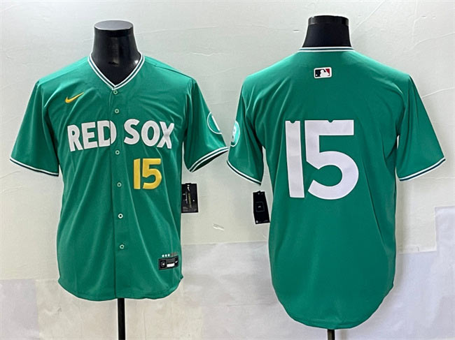 Men's Boston Red Sox 15 Dustin Pedroia Green 2025 City Connect Limited Stitched Baseball Jersey