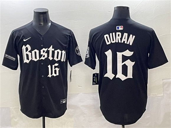 Men's Boston Red Sox 16 Jarren Duran Black Gothic Vapor Limited Stitched Baseball Jersey