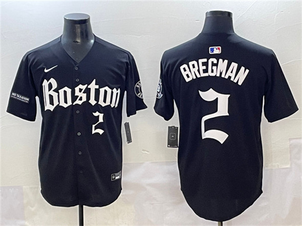 Men's Boston Red Sox 2 Alex Bregman Black Gothic Vapor Limited Stitched Baseball Jersey