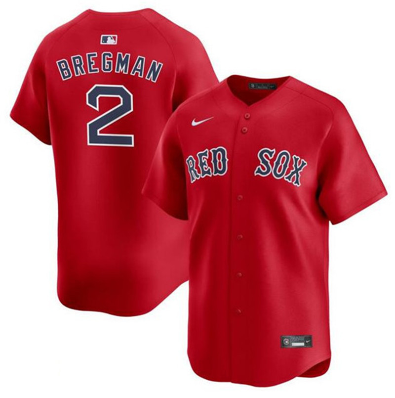 Men's Boston Red Sox 2 Alex Bregman Red 2024 Alternate Limited Stitched Baseball Jersey