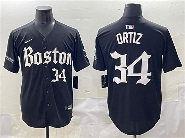 Men's Boston Red Sox 34 David Ortiz Black Gothic Vapor Limited Stitched Baseball Jersey