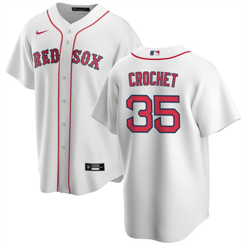 Men's Boston Red Sox 35 Garrett Crochet White 2024 Cool Base Stitched Baseball Jersey