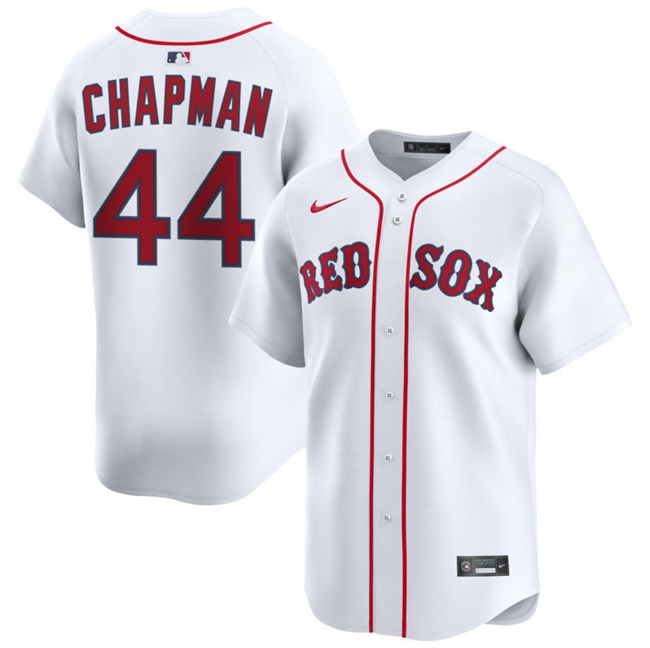 Men's Boston Red Sox 44 Aroldis Chapman White 2025 Home Limited Stitched Baseball Jersey