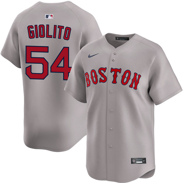 Men's Boston Red Sox 54 Lucas Giolito Gray 2024 Away Limited Stitched Baseball Jersey
