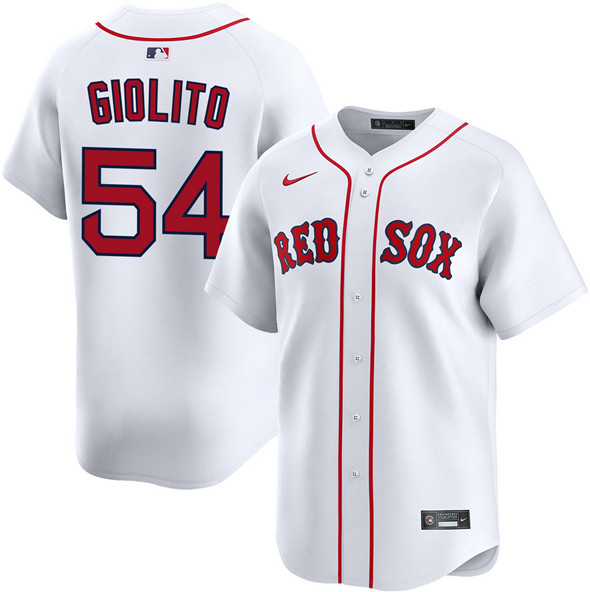 Men's Boston Red Sox 54 Lucas Giolito White 2024 Home Limited Stitched Baseball Jersey