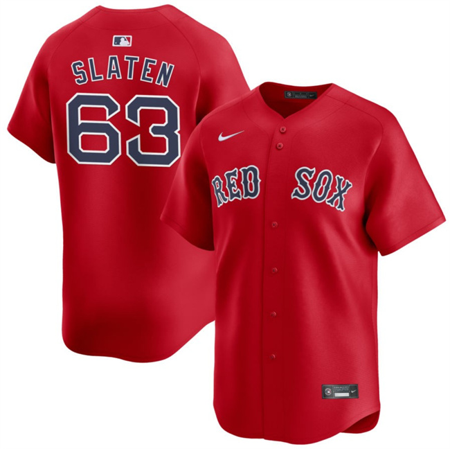Men's Boston Red Sox 63 Justin Slaten Red 2025 Alternate Limited Stitched Baseball Jersey