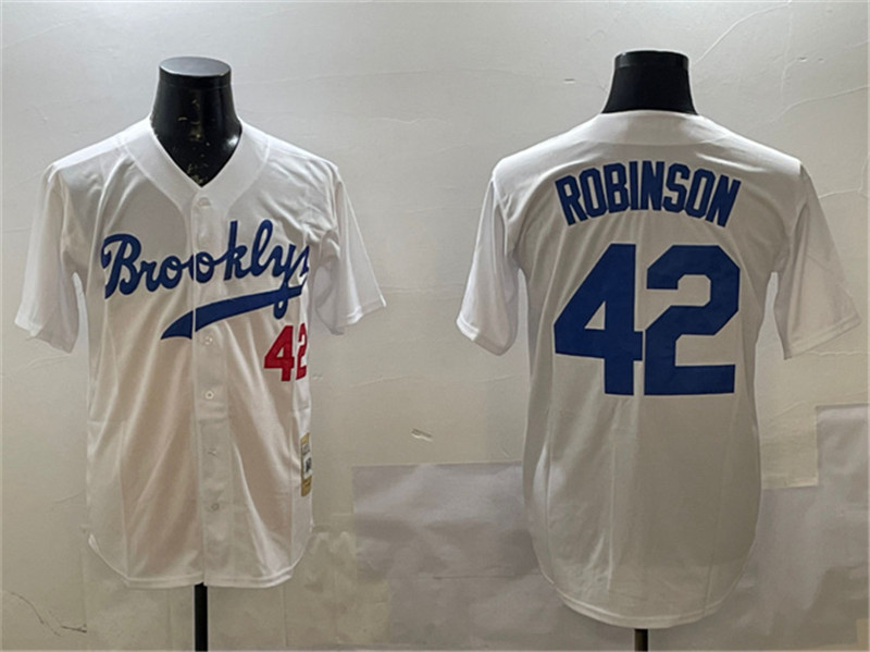 Men's Brooklyn Dodgers 42 Jackie Robinson White Stitched Baseball Jersey