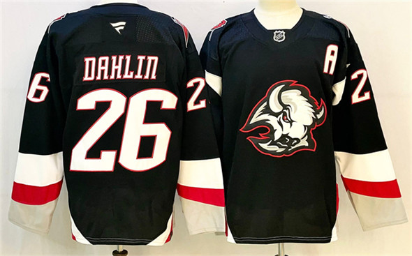 Men's Buffalo Sabres 26 Rasmus Dahlin Black 2024 25 Alternate With A Patch Stitched Jersey