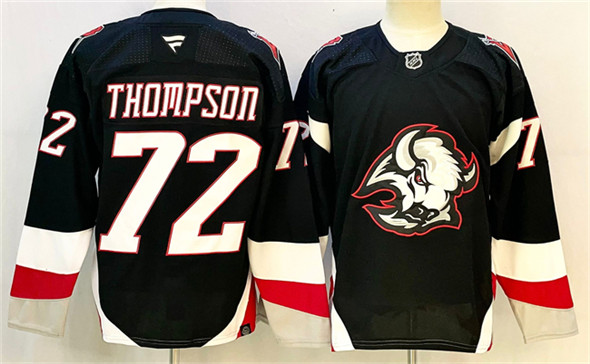 Men's Buffalo Sabres 72 Tage Thompson Black 2024 25 Alternate Stitched Hockey Jersey