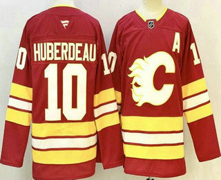 Men's Calgary Flames 10 Jonathan Huberdeau Red Authentic Jersey